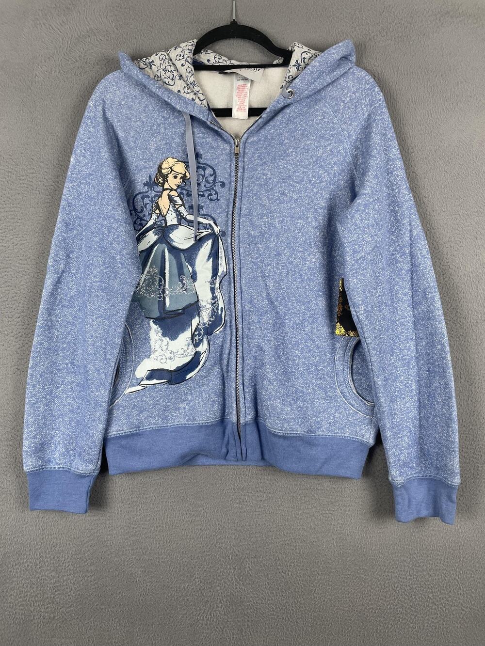 Disney Fairytale Designer Collection Hoodie Womens S Blue Full Zip Hooded Flaw
